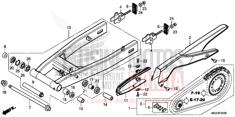 SWINGARM for CBR500R ABS MILLENNIUM RED (R263) from 2013
